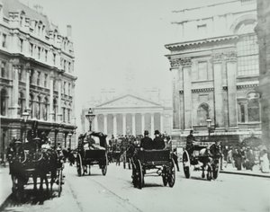Od Queen Victoria Street po Mansion House Street s Royal Exchange, City of London, 1895 od English Photographer