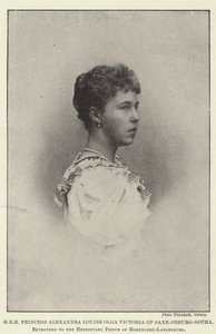 Jeho královská výsost princezna Alexandra Louise Olga Victoria ze Saxe-Coburg-Gotha, zasnoubená s dědičným princem z Hohenlohe-Langenburgu od English Photographer