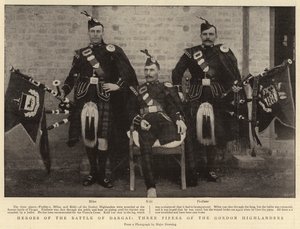 Hrdinové bitvy o Dargai, tři dudáci z Gordonských horalů od English Photographer