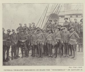 Imperial Yeomanry se nalodí na palubu Winifredian 28. ledna od English Photographer