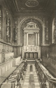 Interiér, Pembroke College Chapel, Oxford, Oxfordshire (černobílá fotografie) od English Photographer