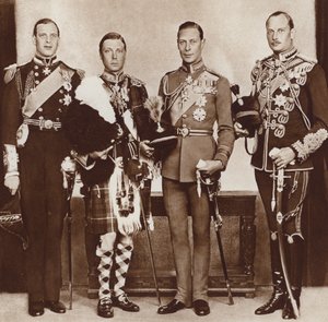 Král Eduard VIII (druhý zleva) a jeho bratři (čb fotografie) od English Photographer