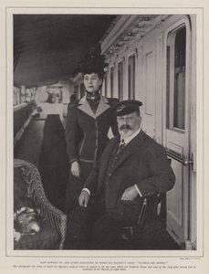 Král Edward VII a královna Alexandra na palubě jachty Jeho Veličenstva Viktorie a Alberta od English Photographer