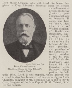 Lord Mount-Stephen, velkorysý dárce fondu nemocnice King Edwards