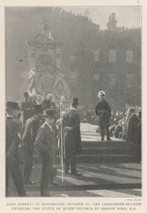 Lord Roberts v Manchesteru, 10. října, vrchní velitel odhaluje sochu královny Viktorie od Onslowa Forda, RA od English Photographer