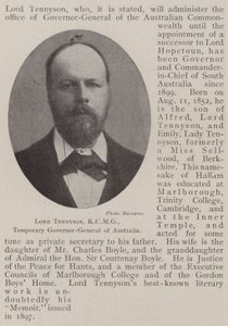 Lord Tennyson, KCMG, dočasný generální guvernér Austrálie od English Photographer