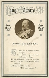 Pamětní karta, král Edward VII (čb fotografie) od English Photographer
