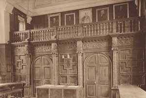 Oxford: (čb fotografie): Jesus College, The Hall Screen, cca 1610 (čb fotografie) od English Photographer
