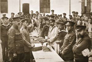 Zásilky přijíždějící z domova, Handforth, ilustrace od německých vězňů ve Velké Británii (hlubotisk) od English Photographer