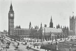 Parliament Square, Westminster LB: při pohledu na východ k Big Ben a Houses of Parliament, 1895 od English Photographer
