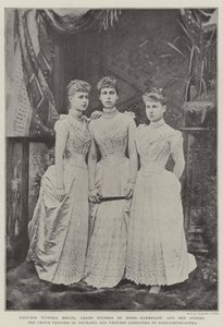 Princezna Victoria Melita, velkovévodkyně z Hesenska-Darmstadtu, a její sestry, korunní princezna z Rumunska a princezna Alexandra ze Saxe-Coburg-Gotha od English Photographer