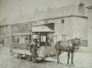 Jednokoňový vůz Croydon Tramways Company na konečné stanici Red Deer, 1885 od English Photographer