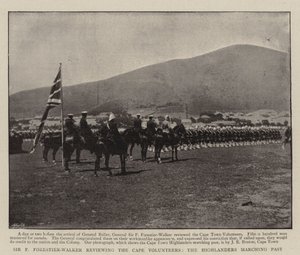 Sir F Forestier-Walker prohlíží Cape Volunteers, Highlanders pochodující kolem od English Photographer