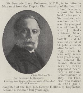 Sir Frederic L Robinson, odcházející z funkce místopředsedy představenstva Inland Revenue od English Photographer