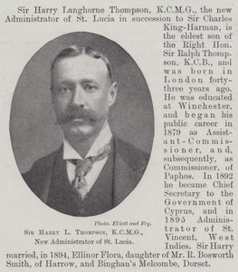 Sir Harry L Thompson, KCMG, nový správce Svaté Lucie od English Photographer