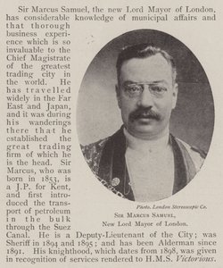 Sir Marcus Samuel, nový primátor Londýna od English Photographer