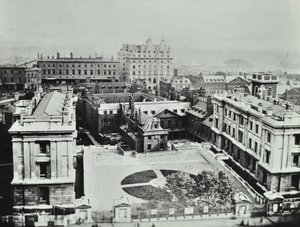 St Thomas Hospital: zvýšený pohled na exteriér, 1862 od English Photographer