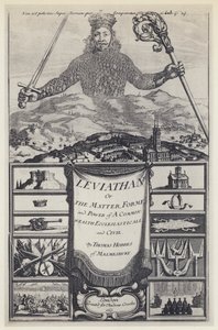 T Hobbes, Leviathan, A Crooke 1651 (černobílá fotografie) od English Photographer