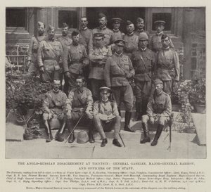 Anglo-ruská neshoda v Tientsinu, generál Gaselee, generálmajor Barrow a důstojníci štábu od English Photographer