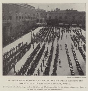 The Announcement of Peace, Sir Francis Grenfell čte Proclamation na Palace Square, Malta od English Photographer