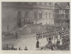 Cheshire Regiment opouští své barvy se starostou Chesteru pro bezpečnou úschovu, pluk jde do aktivní služby do Jižní Afriky od English Photographer