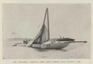 Columbia, ukazující ocelový stožár unesený 2. srpna 1899 od English Photographer