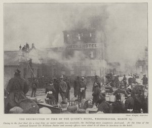 The Destruction by Fire of Queens Hotel, Farnborough, 14 March od English Photographer