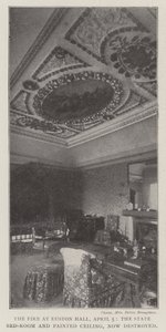 Požár v Euston Hall, 5. dubna, státní ložnice a malovaný strop, nyní zničeny od English Photographer