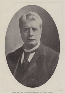 První předseda vlády Australského společenství, ctihodný Edmund Barton, QC