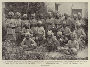 The Frontier Troubles in India, plukovník Warburton a skupina Afridi Levies od English Photographer