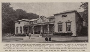 Grange, Rondebosch, poblíž Kapského Města, domov pana Rhodese, zničený ohněm od English Photographer
