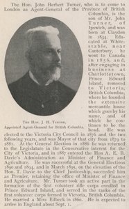 Ctihodný JH Turner, jmenován generálním agentem pro Britskou Kolumbii od English Photographer
