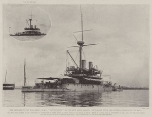 Neviditelnost válečných lodí, HMS Devastation v nové šedé barvě kontrastuje s bývalým černě natřeným trupem od English Photographer