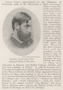 Reverend Canon Gore, DD, jmenoval biskupa Worcesteru od English Photographer