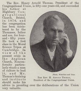 Reverend H Arnold Thomas, prezident Kongregační unie od English Photographer