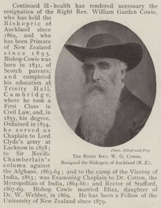Správný reverend W G Cowie rezignoval na biskupství v Aucklandu (Nový Zéland) od English Photographer