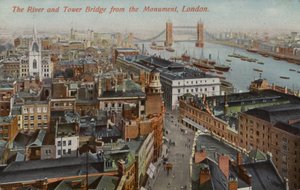 Řeka a Tower Bridge od památníku, Londýn od English Photographer