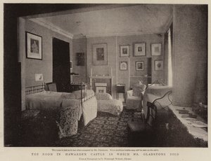 Pokoj na zámku Hawarden, ve kterém zemřel pan Gladstone od English Photographer