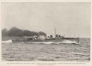 Turbínový torpédový torpédoborec Cobra, ztroskotal u vnějšího proutkařského pískoviště na své zkušební cestě z Newcastlu do Portsmouthu, 18. září od English Photographer