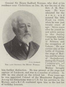 Zesnulý generál sir Henry Norman od English Photographer