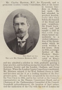 Zesnulý pan Charles Harrison, poslanec od English Photographer