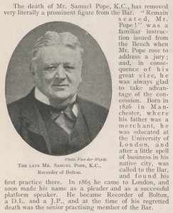 Zesnulý pan Samuel Pope, KC, zapisovatel Boltonu od English Photographer