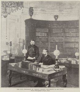 Zesnulý prezident, pan Carnot, podepisuje dokumenty ve své pracovně od English Photographer