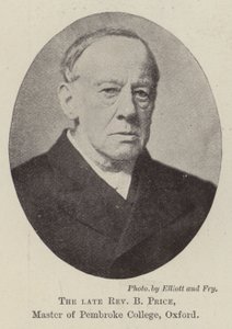 Zesnulý reverend B Price, mistr Pembroke College, Oxford od English Photographer