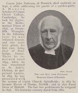 Zesnulý reverend John Patteson, čestný kanovník Norwiche od English Photographer