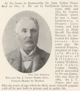 Zesnulý Sir J Talbot Power, Baronet, bývalý člen za Wexford od English Photographer