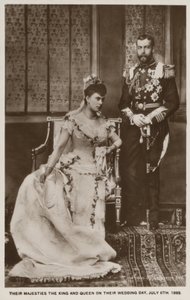 Svatba prince Jiřího, vévody z Yorku (pozdějšího krále Jiřího V.), a princezny Marie z Teku (pozdější královny Marie) (čb fotografie) od English Photographer