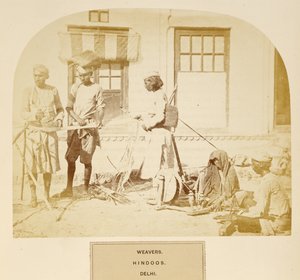Weavers, Hindoos, Delhi, od The People of India, od J. Forbes Watson, publikoval 1868 (tisk alba) od English Photographer