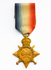 1914-15 Hvězda, kolem 1918 (bronz s hedvábnou stuhou) od English School