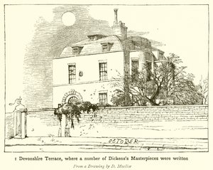 1 Devonshire Terrace, kde byla napsána řada Dickenssových mistrovských děl od English School